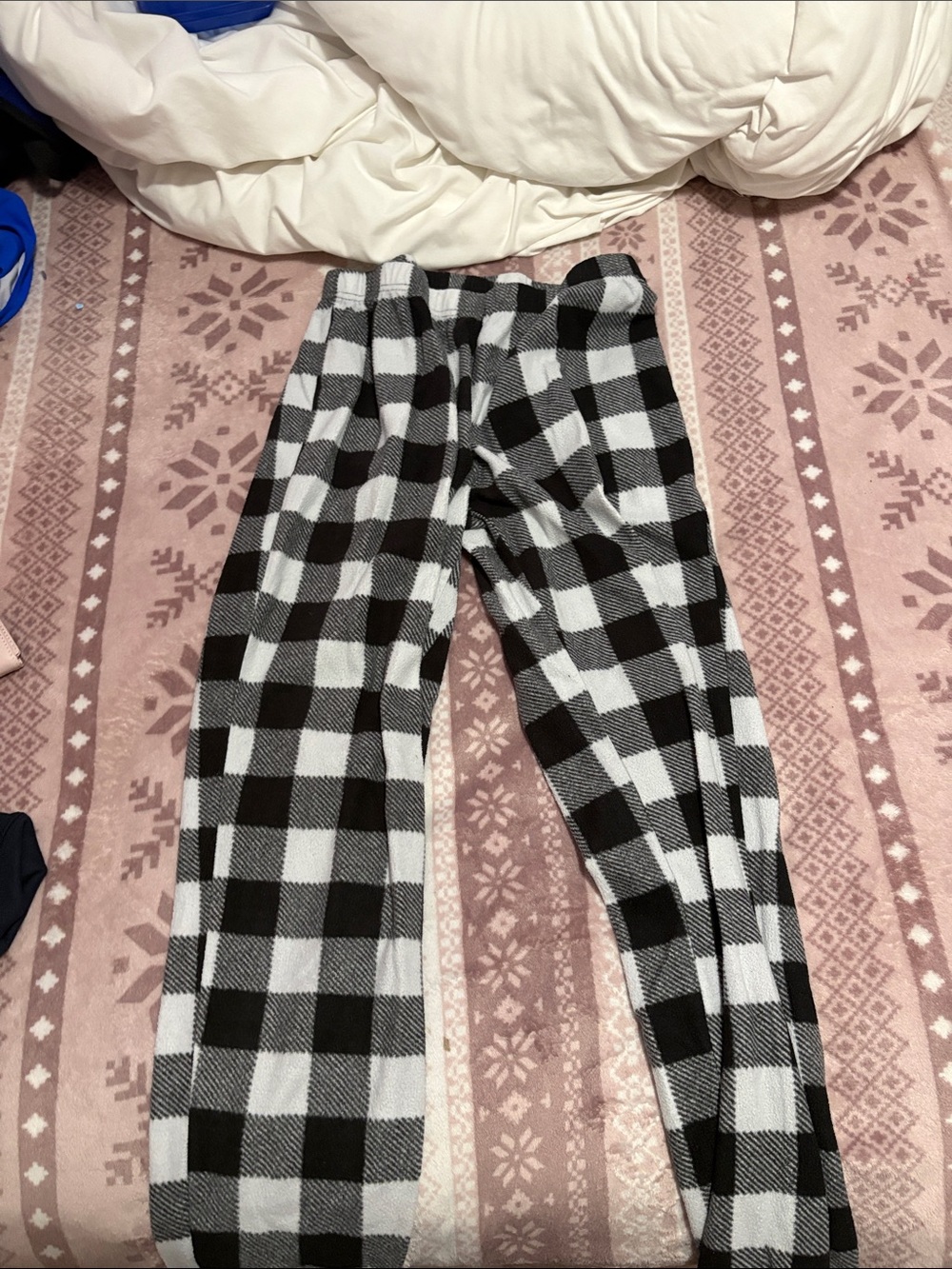 Kids Black & White Buffalo Check Jogger Pants